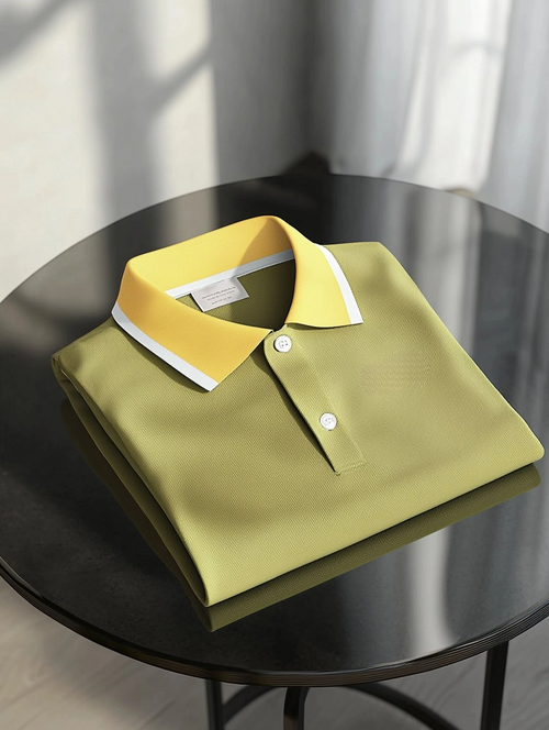 Men's Business Casual Embroidered   Button Short Sleeve Polo Shirt