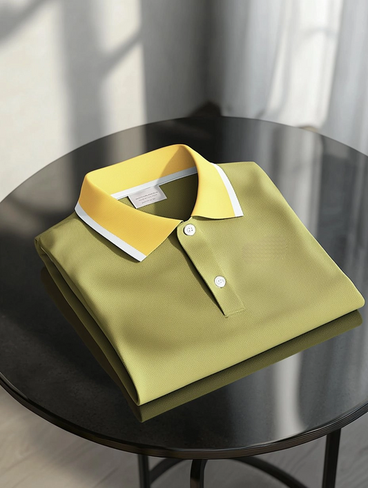 Men's Business Casual Embroidered   Button Short Sleeve Polo Shirt