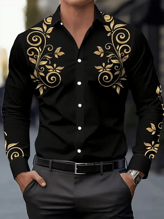 Men's Street Style Business Casual Printed Long Sleeve Shirt