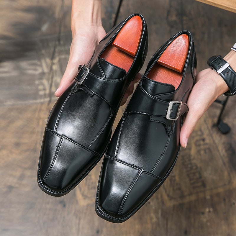 Men'S Patchwork Retro Punk Casual Single Monk Shoes