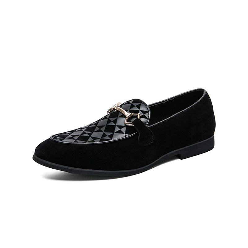 Fashion Casual Geometric Frosted Mens Loafer Shoes