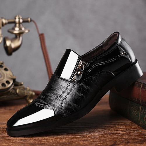 Men'S Business Leather Shoes Slip-On Sandals Hollow Out Single Shoes