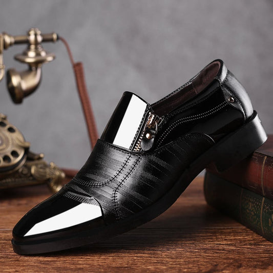Men'S Business Leather Shoes Slip-On Sandals Hollow Out Single Shoes