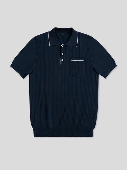 GentleKnit Contrast Color Short Sleeve Knitted Polo