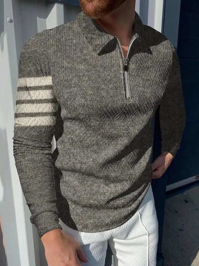 Fashion Print Print Lapel Pullover Long Sleeve Polo Shirt
