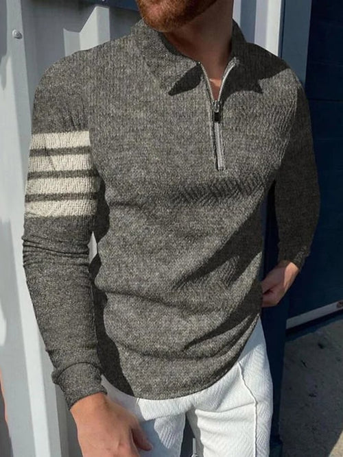 Fashion Print Print Lapel Pullover Long Sleeve Polo Shirt