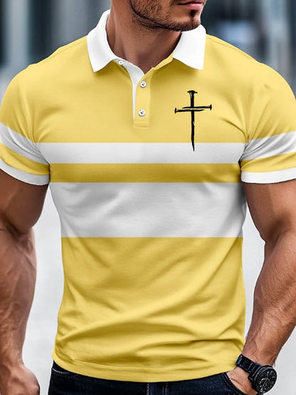 Men'S Nail Cross Print Polo Shirt
