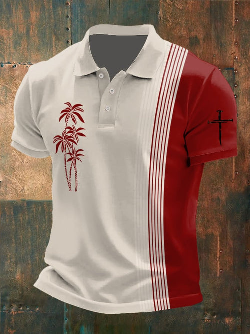 Men's Faith Printed Button Design Polo Shirt