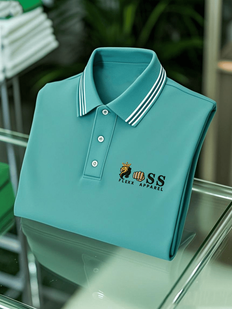 Men's Business Casual Printed Short Sleeve Polo Shirt