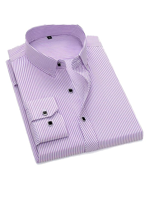 Men's Stripe Print Business Long Sleeve Shirt