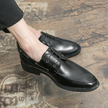Trendy Business Casual Pointed Men'S Derby Faux Leather Shoes