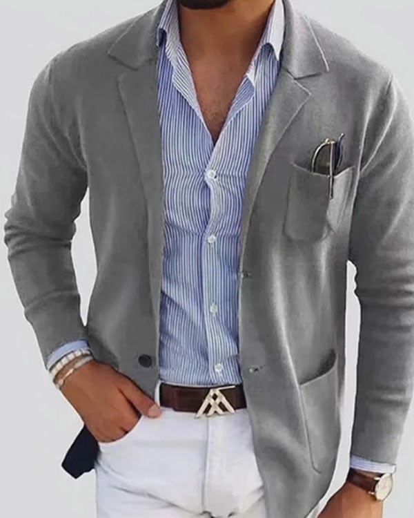 Men's Spring/Summer Solid Color Casual Suit