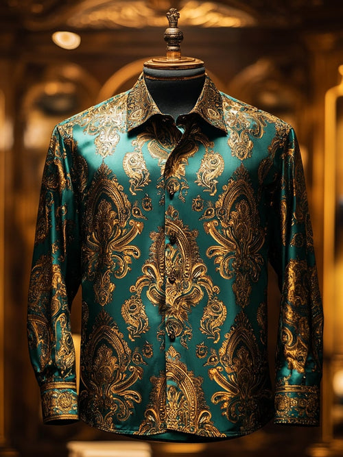 Men's Casual Abstract Printed Long Sleeve Shirt