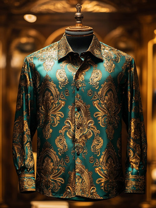 Men's Casual Abstract Printed Long Sleeve Shirt