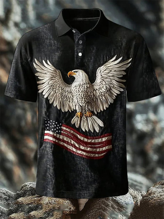 Men's American Eagle USA Graphic Short Sleeve Polo Shirt