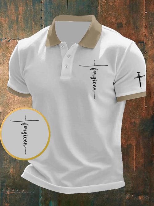 Men's Retro Faith Casual Printed Polo Shirt