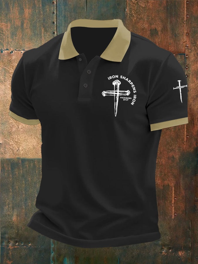 Men's Iron Sharpens Iron Print Polo Shirt