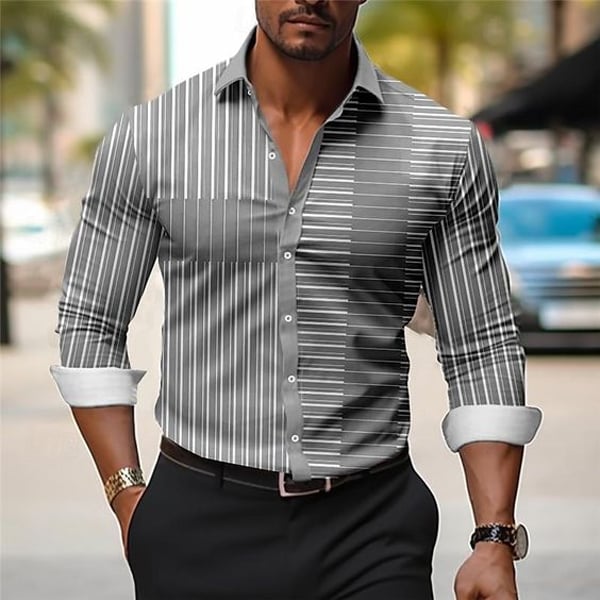 Men's Geometric Design Business Casual Shirt