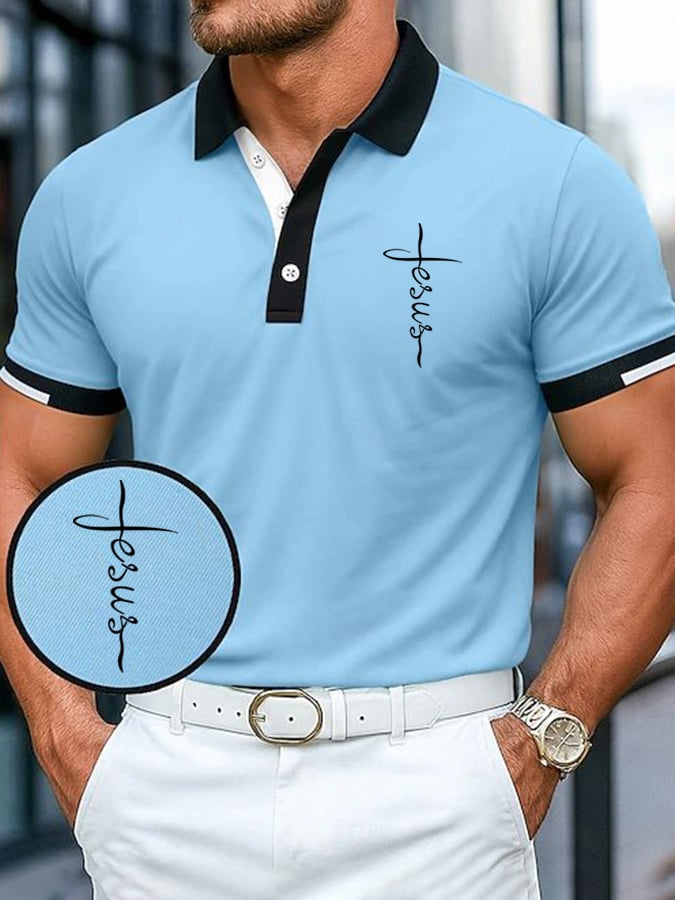 Men's Casual Contrast Color Faith Polo