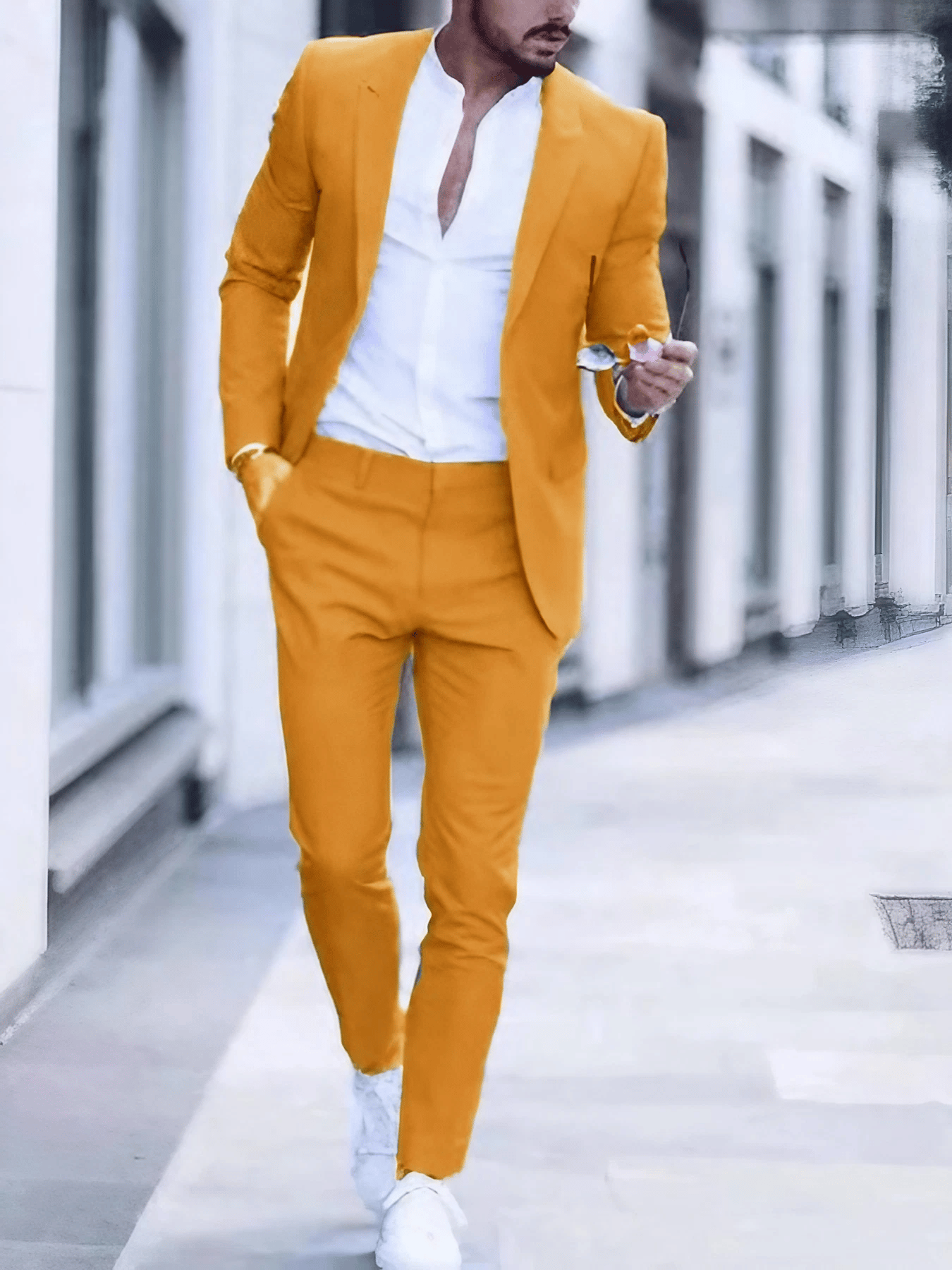 Men's Business Single-Breasted Solid Color Two-Piece Suit