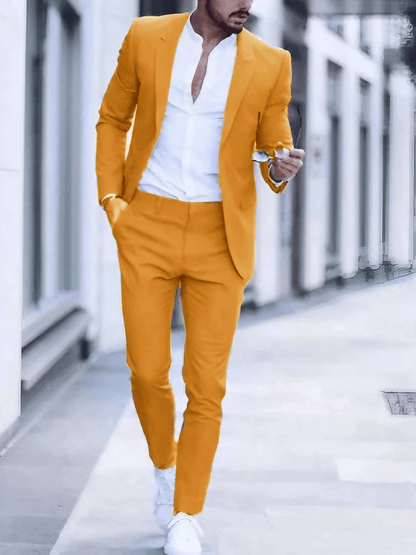 Men's Business Single-Breasted Solid Color Two-Piece Suit