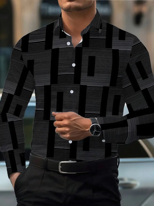 Men's Street Style Business Casual Printed Long Sleeve Shirt