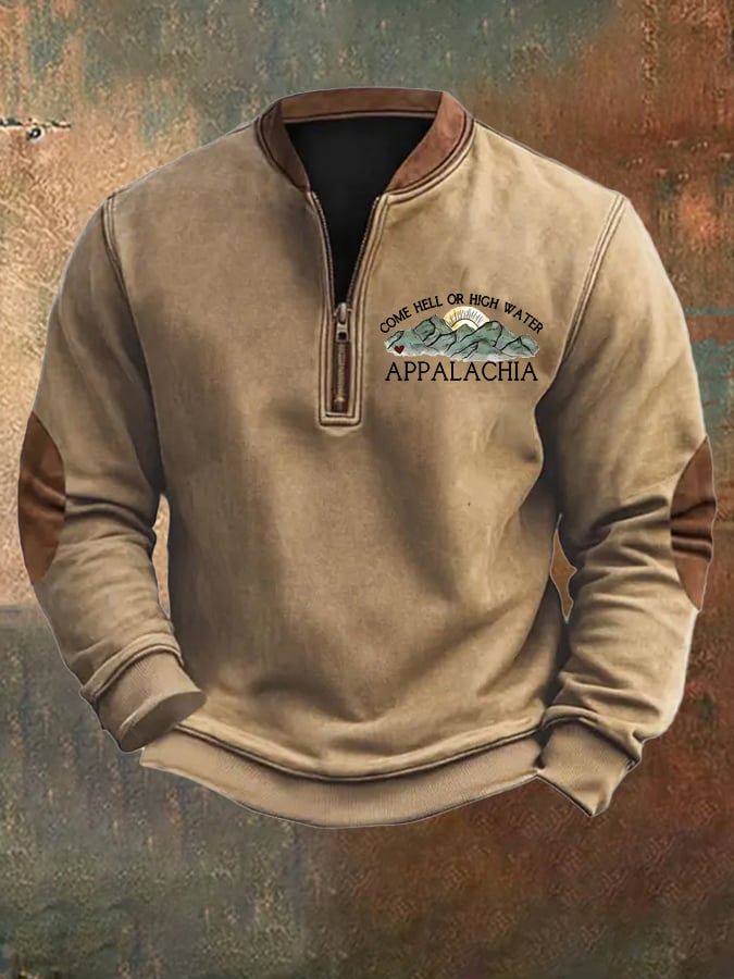 Men's Appalachia Strong Print Zip-Neck Sweatshirt