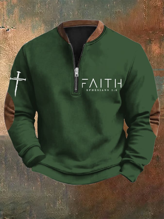 Men's Faith Printed Zip Collar Sweatshirt