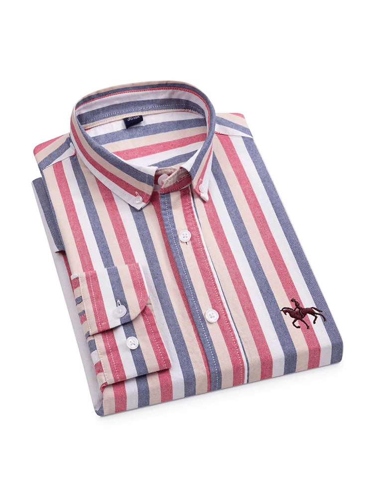 Men's Cotton Oxford Long Sleeve Business Shirt