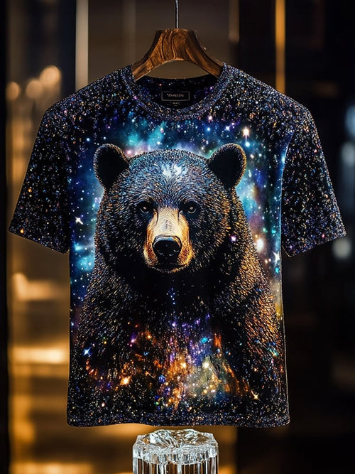 Men's Business Animal Sequin Print Short Sleeve T-Shirt
