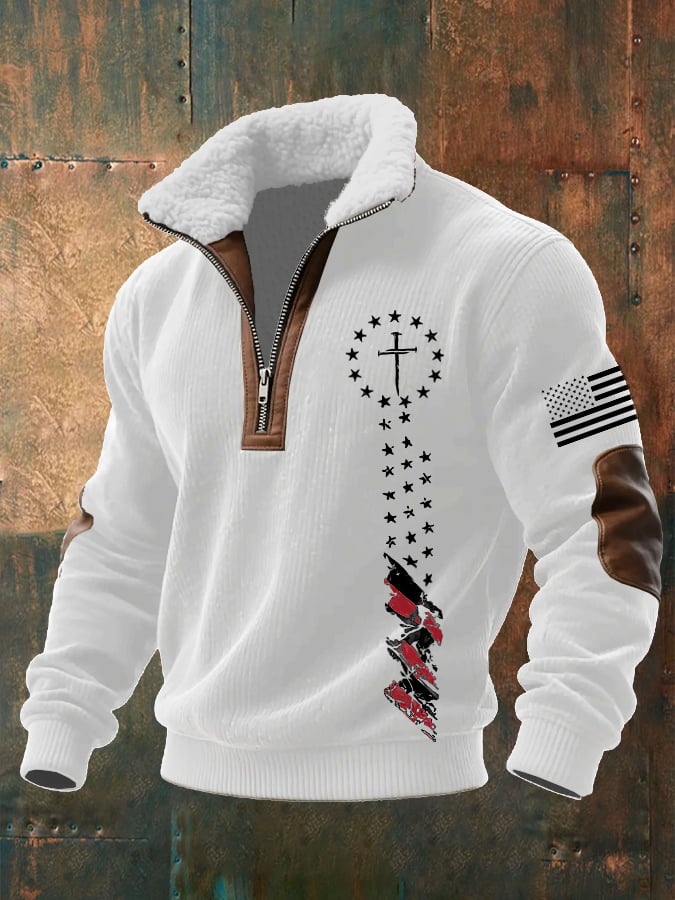 Men's Casual Faith Retro Textured Sweatshirt