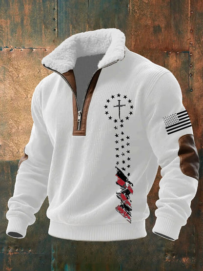 Men's Casual Faith Retro Textured Sweatshirt