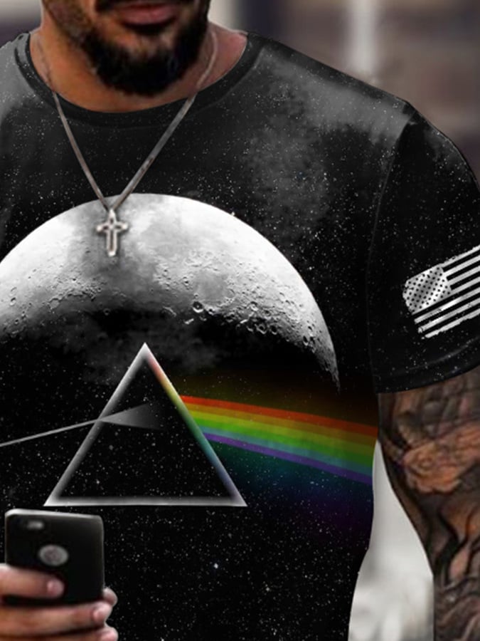 Men's Retro Artemis II Dark Side Of The Moon Print T-Shirt