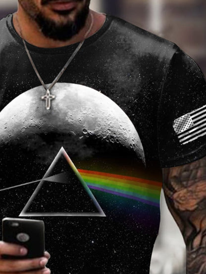 Men's Retro Artemis II Dark Side Of The Moon Print T-Shirt