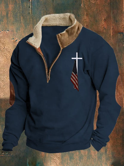 Men's Casual Faith Print Long Sleeve Sweatshirt