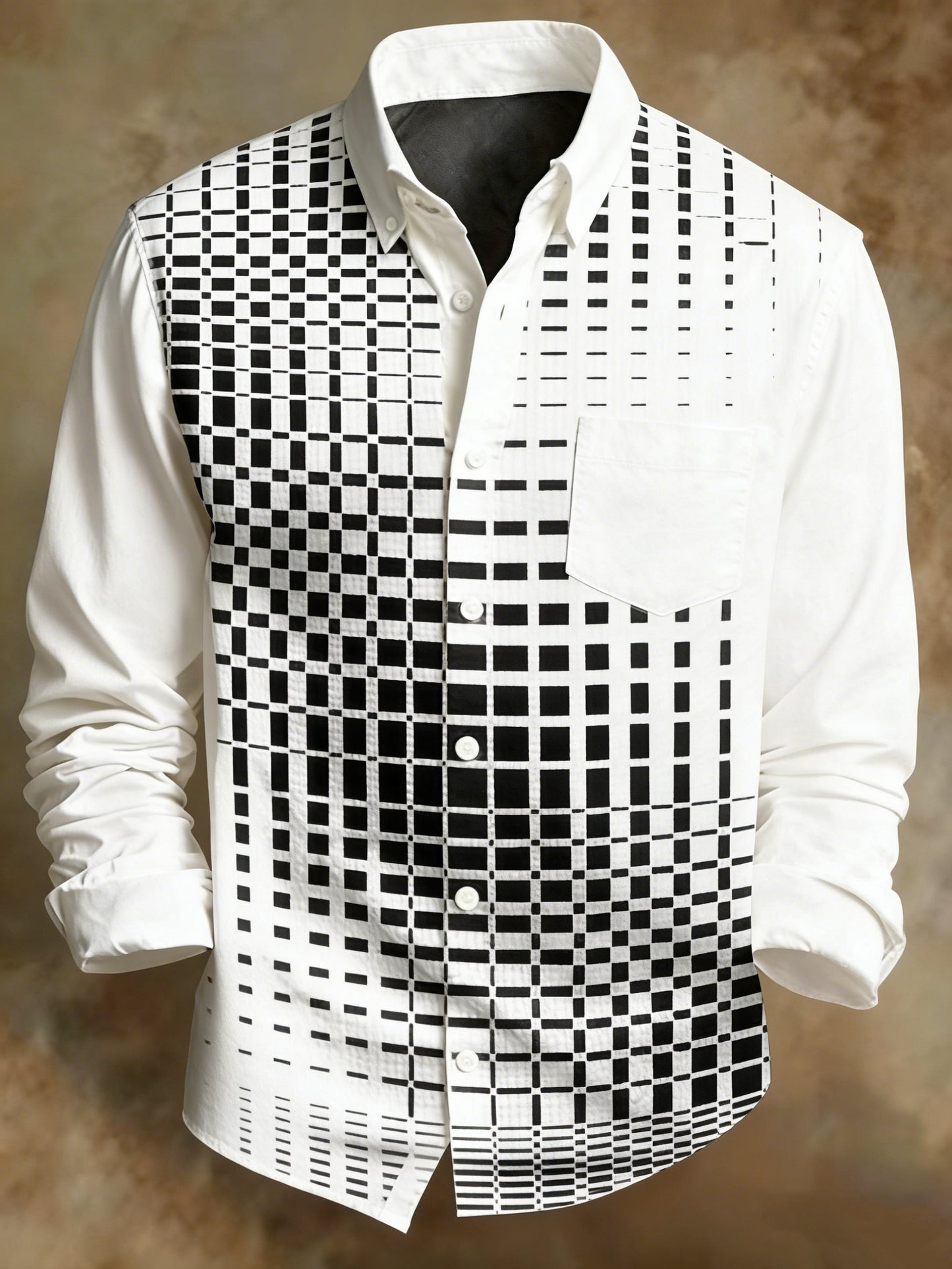 Men's Geometric Gradient Color Abstract Art Irregular Shirt