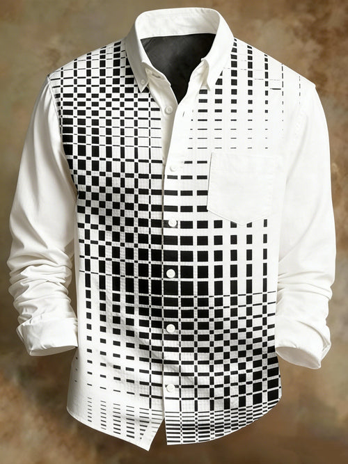 Men's Geometric Gradient Color Abstract Art Irregular Shirt