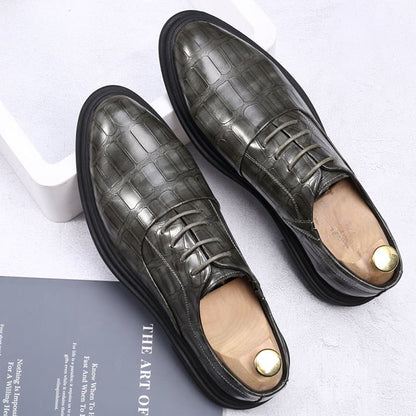 Men's Comfortable British Business Lace-Up Stone Leather Shoes
