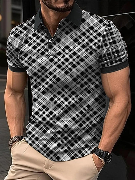 Casual Fashion Men'S Checkered Polo