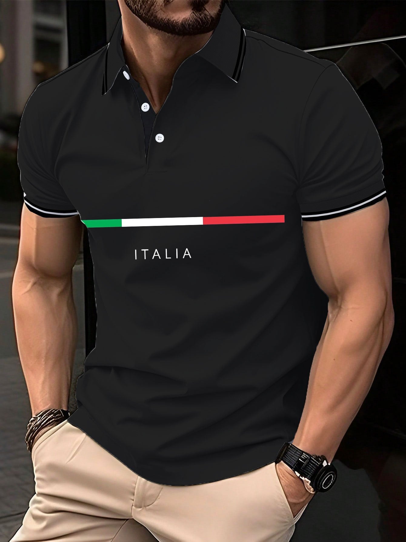 Men's "Italy" printed polo shirt