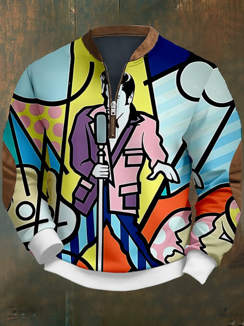 Men's Vintage Music Superstar Print Sweatshirt