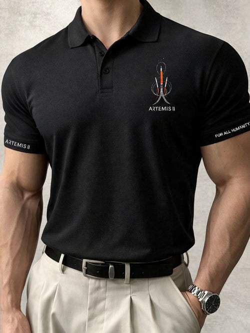 Men's Artemis II Commemorative Edition Casual Short-Sleeve Polo Shirt