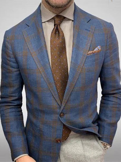 Checkered Gentleman Business Suit Jacket