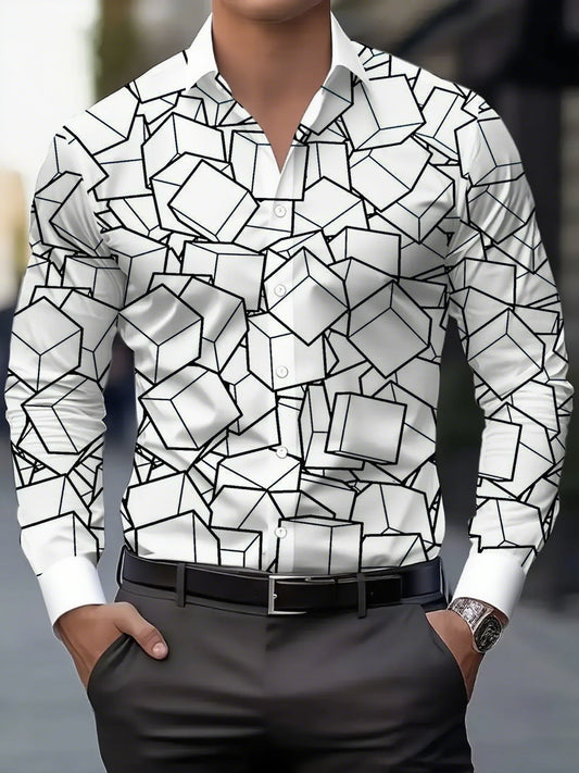 Men's Street Style Business Casual Printed Long Sleeve Shirt
