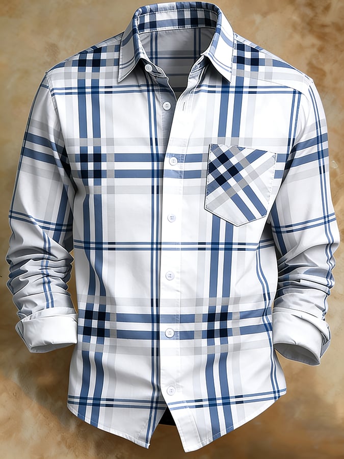 Men's Retro Abstract Art Print Comfortable Business Style Shirt