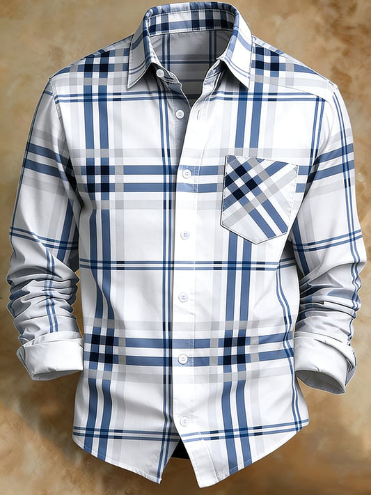 Men's Retro Abstract Art Print Comfortable Business Style Shirt