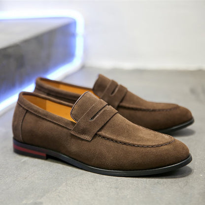 Men'S Pointed Head Frosted Overshoes Business Casual Slip-On Shoes