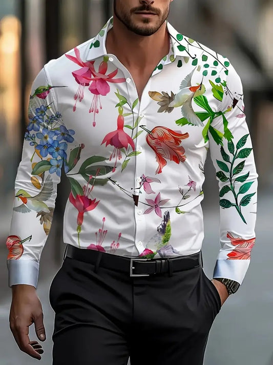 Men's Street Style Business Casual Printed Long Sleeve Shirt