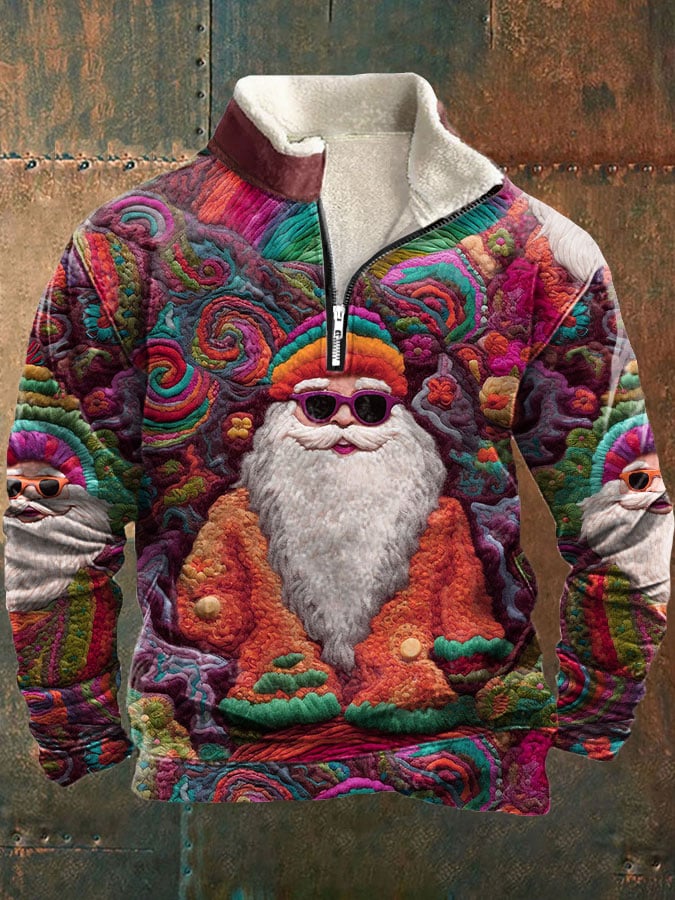 Men's Vintage Santa Print Sweatshirt