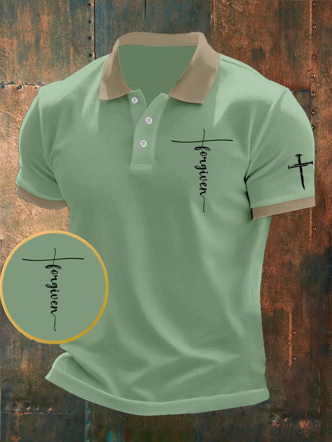 Men's Retro Faith Casual Printed Polo Shirt